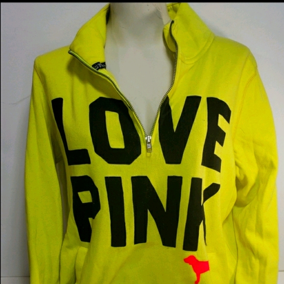 PINK Victoria's Secret Sweaters - Victoria's Secret PINK "Love Pink" Yellow Sweater